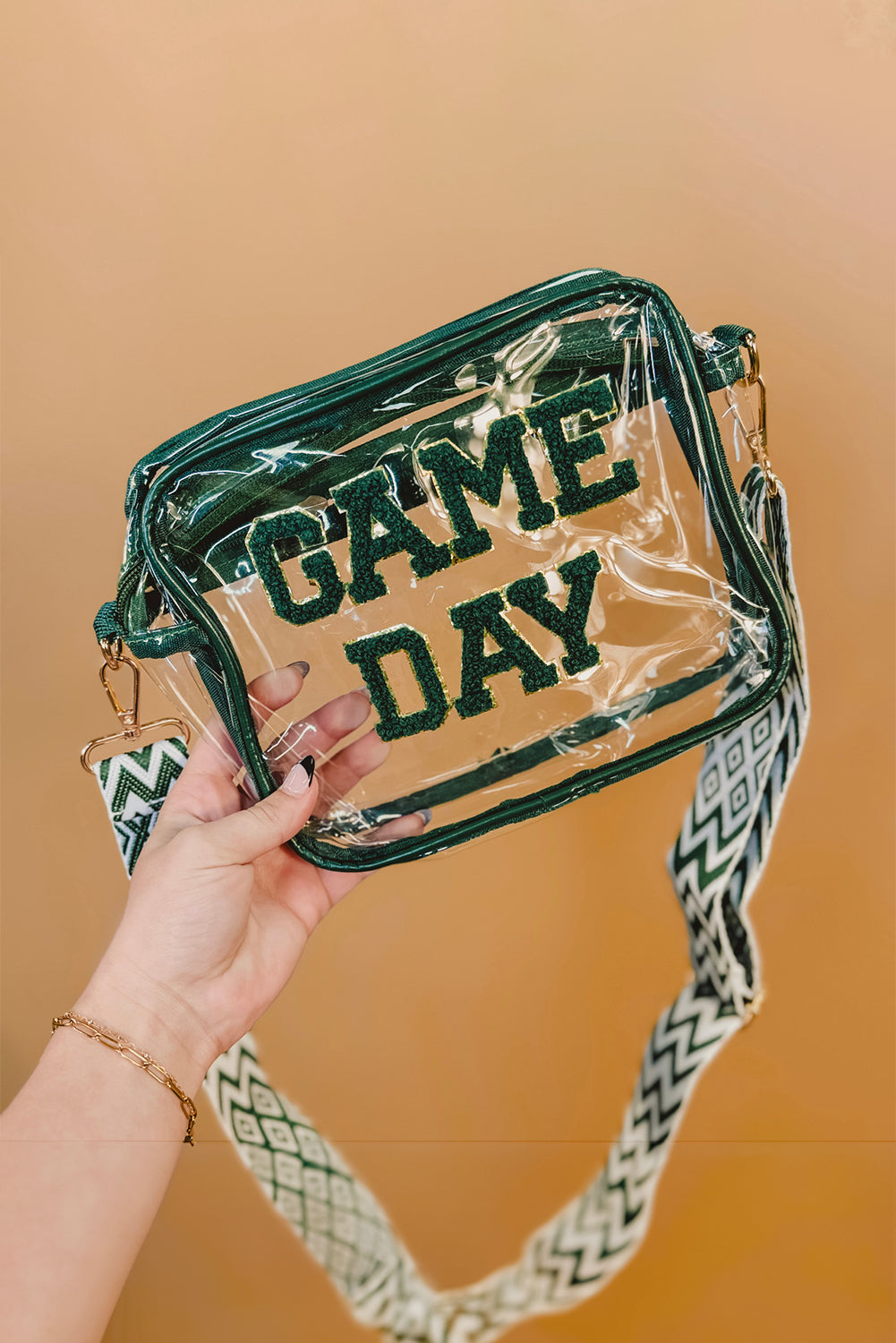 Blackish Green Game Day Clear PVC PU Material 23x15cm Single Shoulder Bag